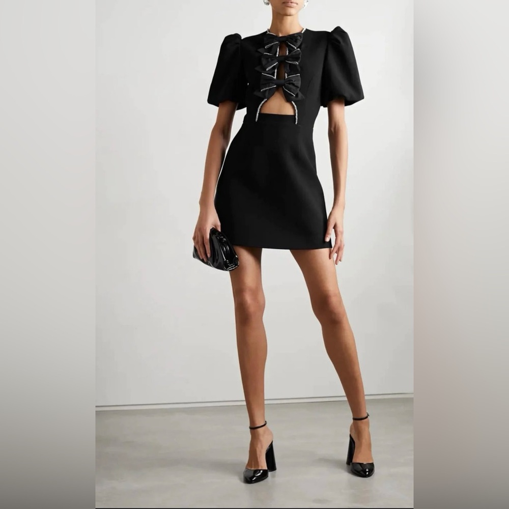 Rebecca Vallance Katie Mini Bow Dress in Black